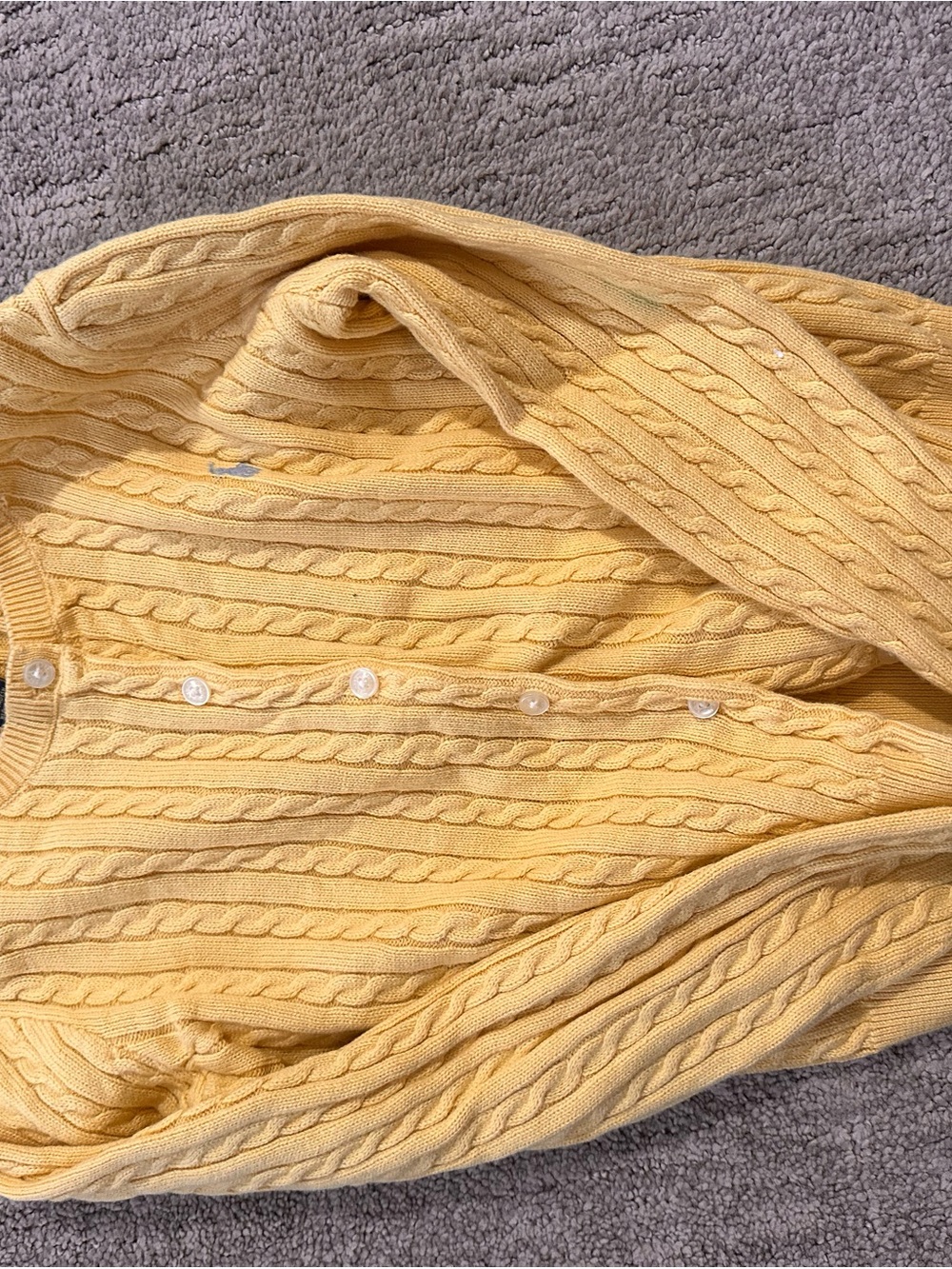 Yellow Cable-Knit Button-Front Girls Sweater